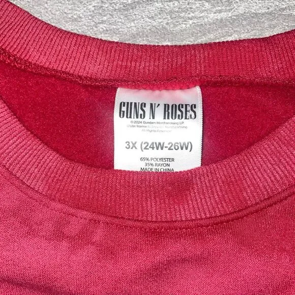 Guns N Roses Womens 3X  Red Tie Die Sweatshirt Rocker Heavy Metal Grunge Edgy - Picture 5 of 6